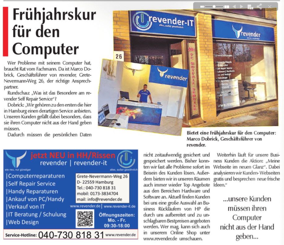 Artikel Presse revender Computer Reparatur Hamburg